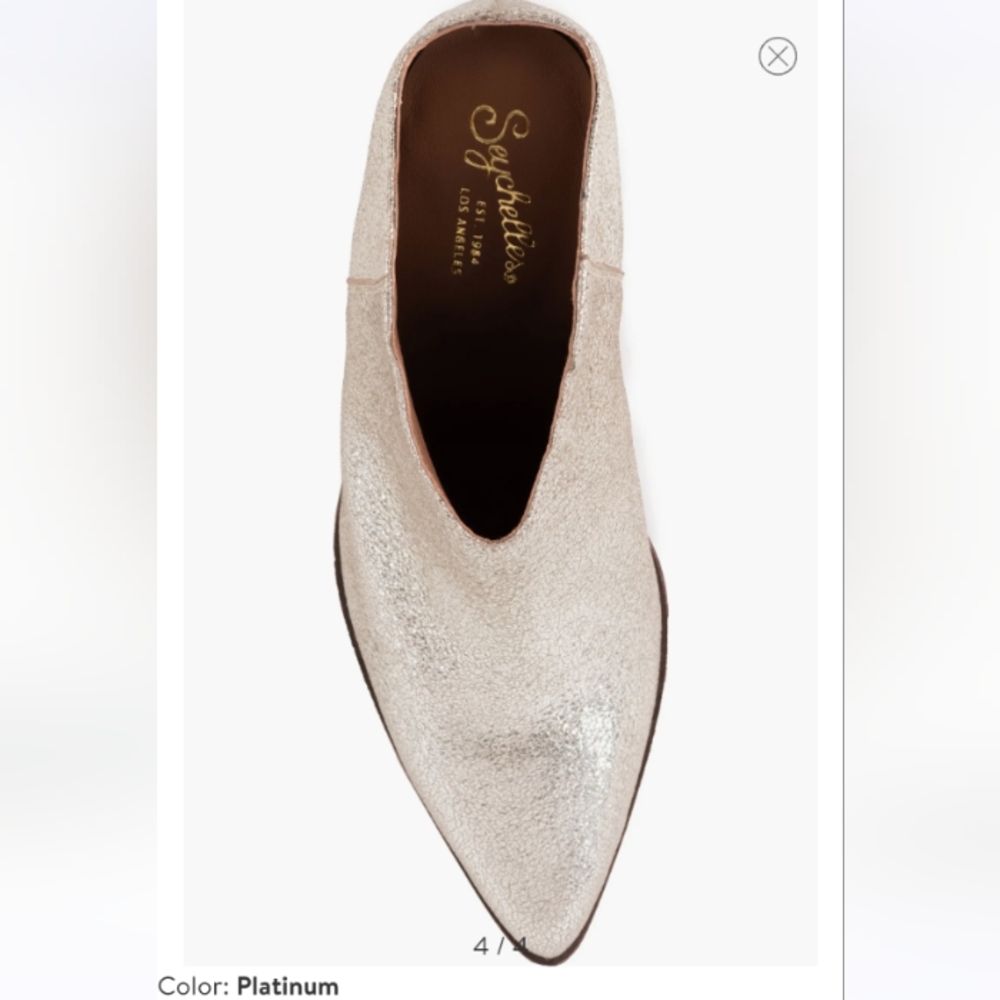 Seychelles Fancy Affair Leather Platinum Mules sz 9 (fits like a 10) - Picture 3 of 8